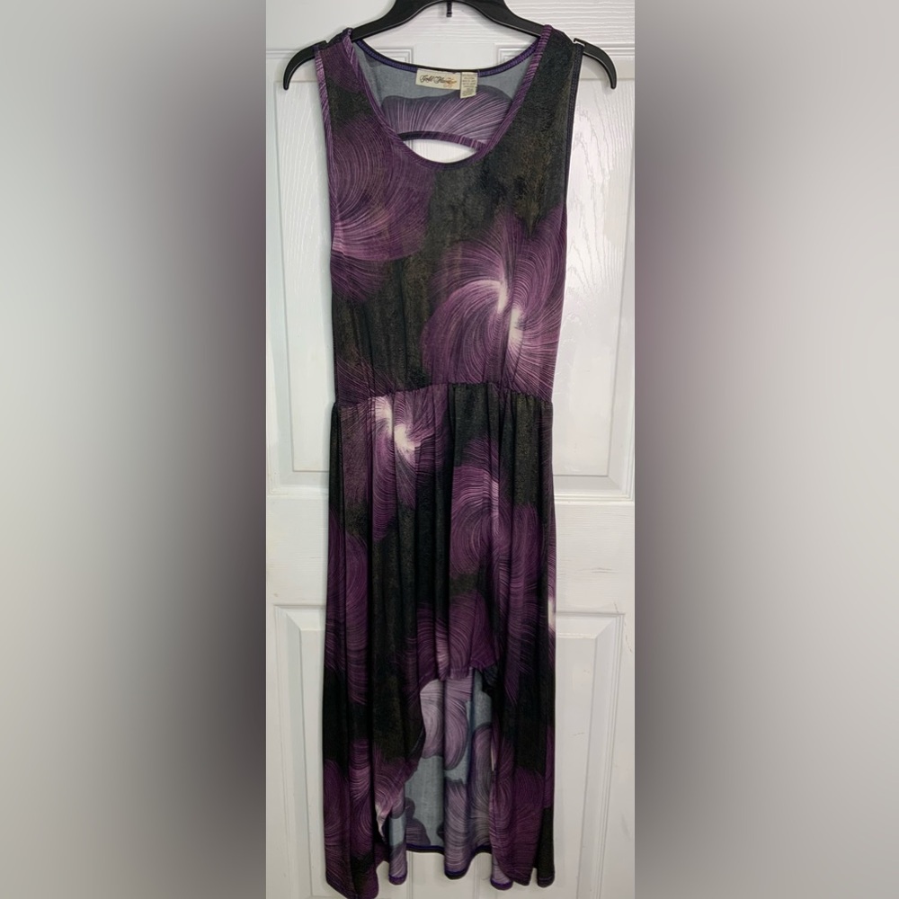 Purple and Black Sleeveless Sundress with Scoop Neck